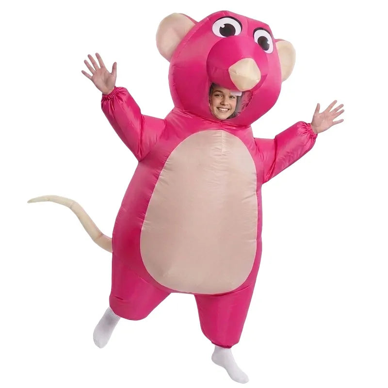 Cartoon Mouse Inflatable Costume for Adults Men Women Mascot Suit with Blower Fan Battery Pack Halloween Cosplay Party