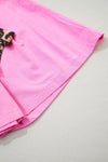 Leopard Contrast Sash Belt Pleated Wide Leg Shorts