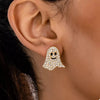 Gold-Plated Rhinestone Ghost Earrings