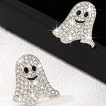 Gold-Plated Rhinestone Ghost Earrings