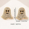 Gold-Plated Rhinestone Ghost Earrings