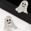 Gold-Plated Rhinestone Ghost Earrings