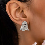 Gold-Plated Rhinestone Ghost Earrings