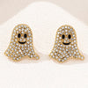 Gold-Plated Rhinestone Ghost Earrings