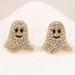 Gold-Plated Rhinestone Ghost Earrings