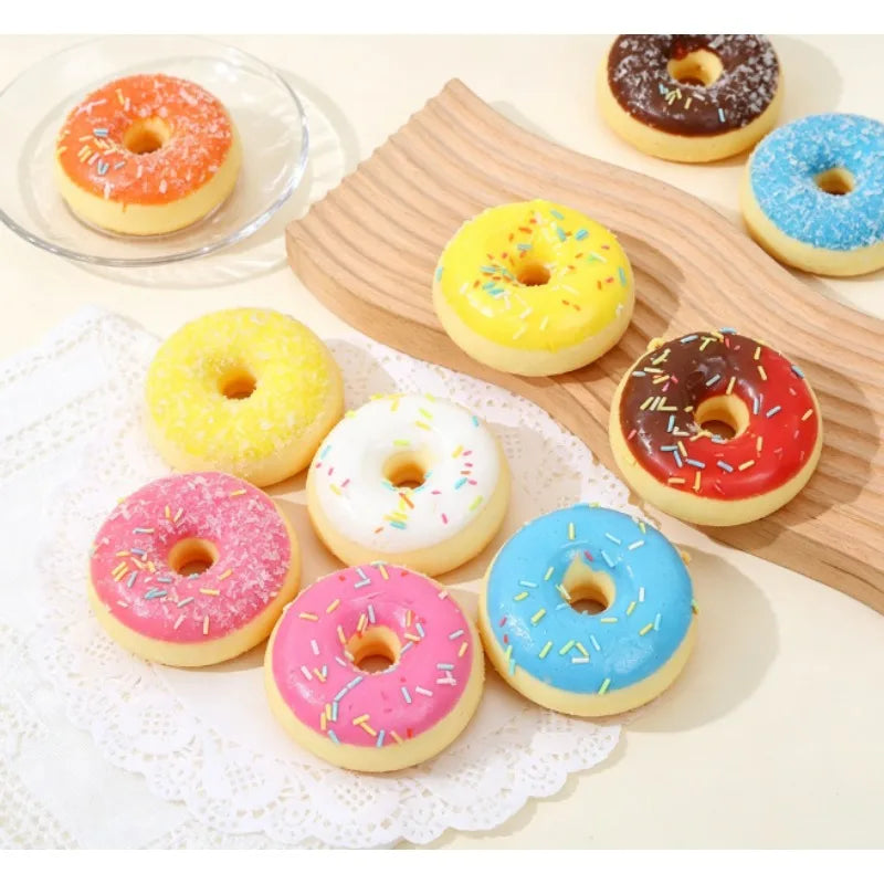Squishy slow rebound 7cm donut refrigerator sticker keychain pendant blind box PU simulation bread toy decompression