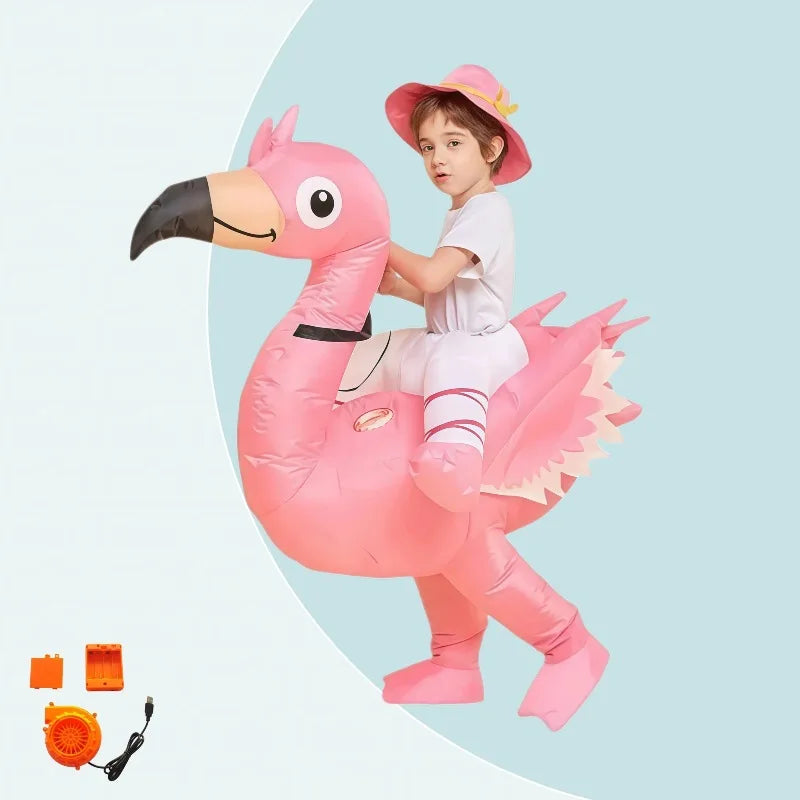 Pink Flamingo Inflatable Costumes Cartoon Animal Blow Up Clothes Halloween Party Cosplay Costume Funny Performance Props