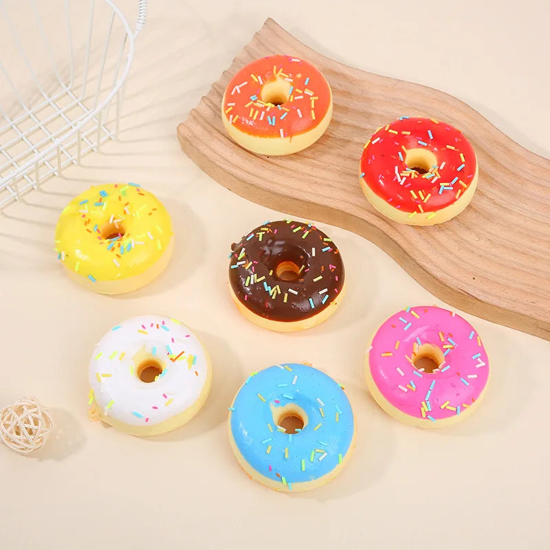 Squishy slow rebound 7cm donut refrigerator sticker keychain pendant blind box PU simulation bread toy decompression