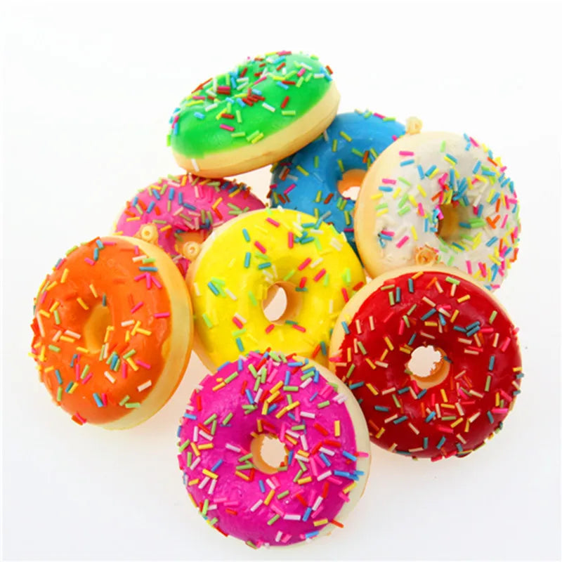 Squishy slow rebound 7cm donut refrigerator sticker keychain pendant blind box PU simulation bread toy decompression