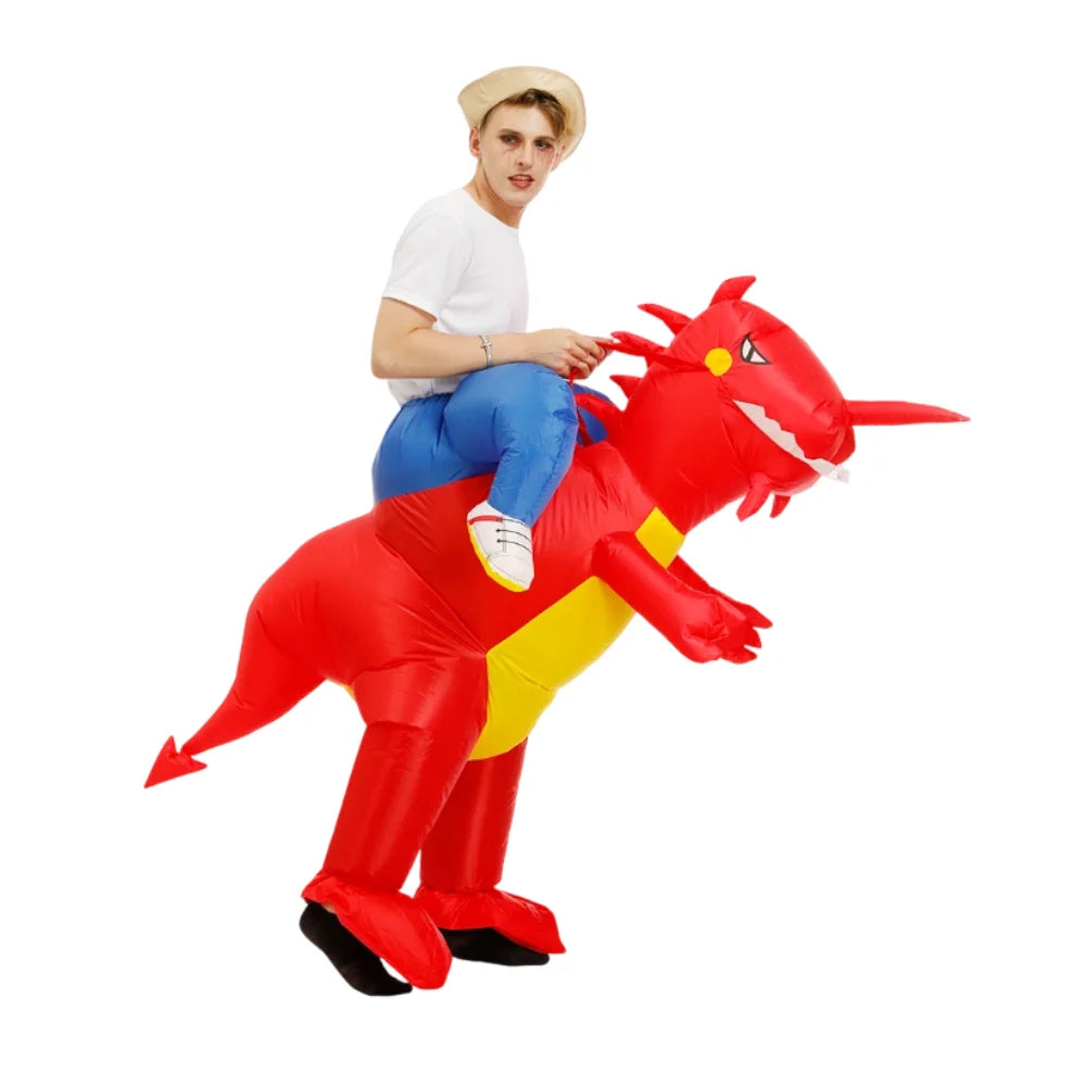 Ride On Dinosaur Inflatable Costume Adult Halloween Party Blow Up T-Rex Fancy Dress Cosplay Outfit for Carnival Birthday