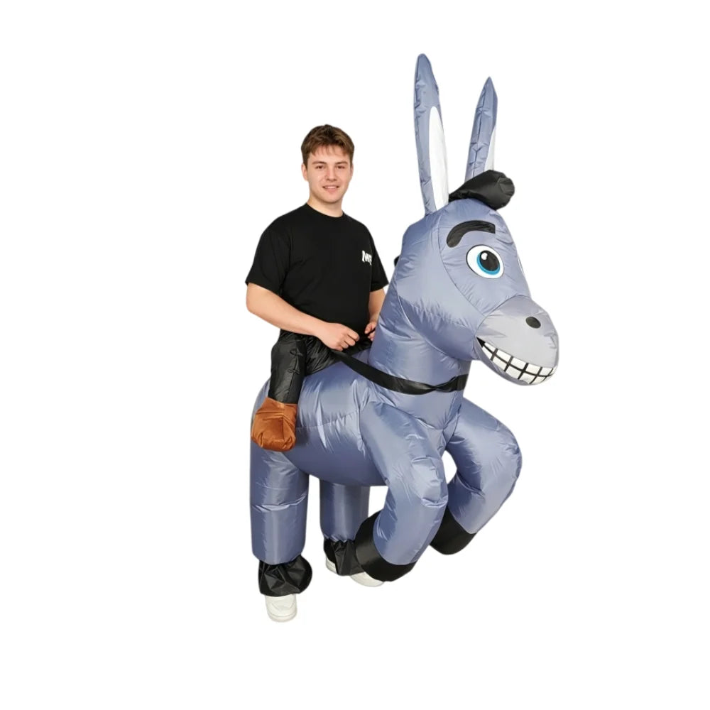 Adult Inflatable Ride‑On Costume, Dinosaur Donkey Bull Rider Blow‑Up Fancy Dress Suit For Halloween Carnival Cosplay Party Perfo