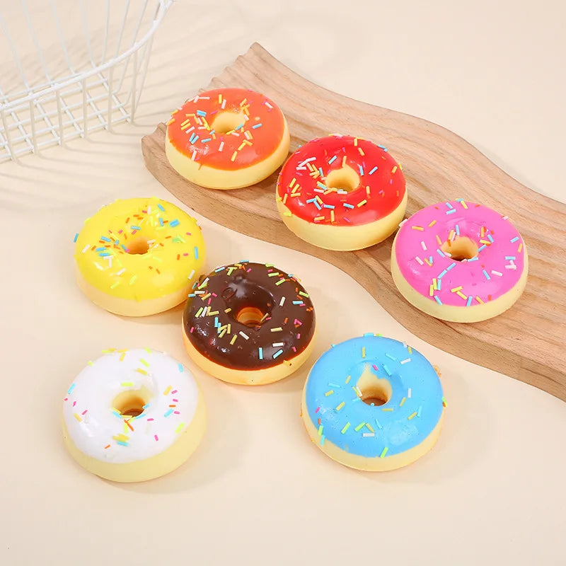 Squishy slow rebound 7cm donut refrigerator sticker keychain pendant blind box PU simulation bread toy decompression