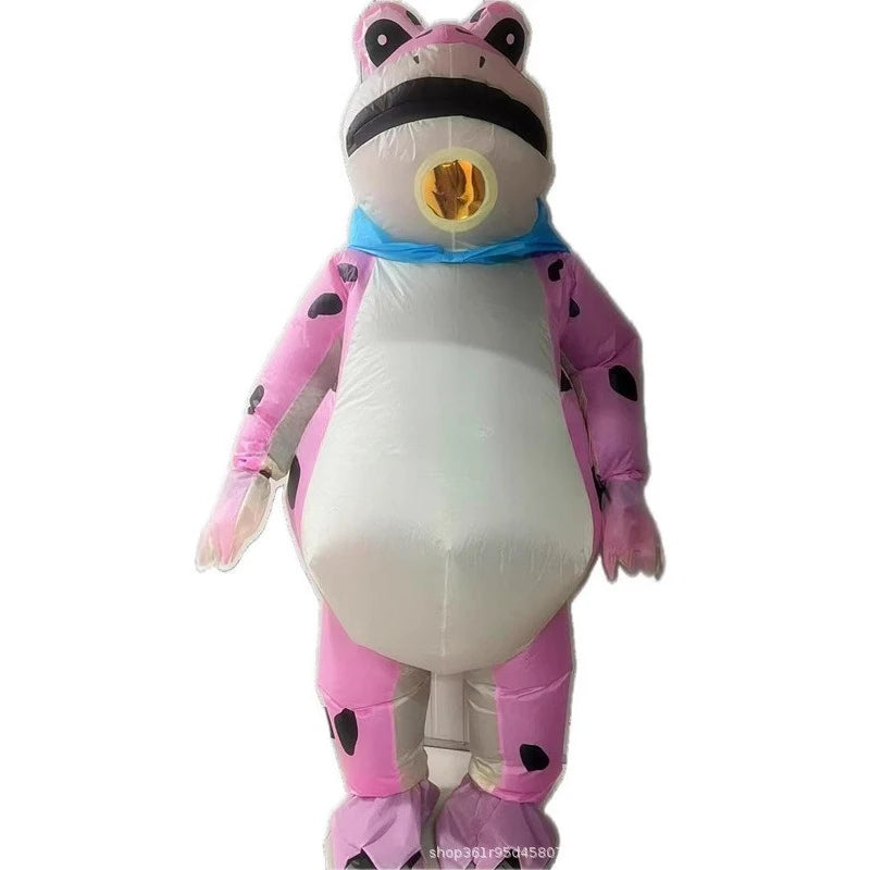 ZOETOPKID Inflatable Frog Cosplay Costume Funny Blow Up Frog Costume with Air Pump Frogs Onesie Jumpsuit Halloween Costumes
