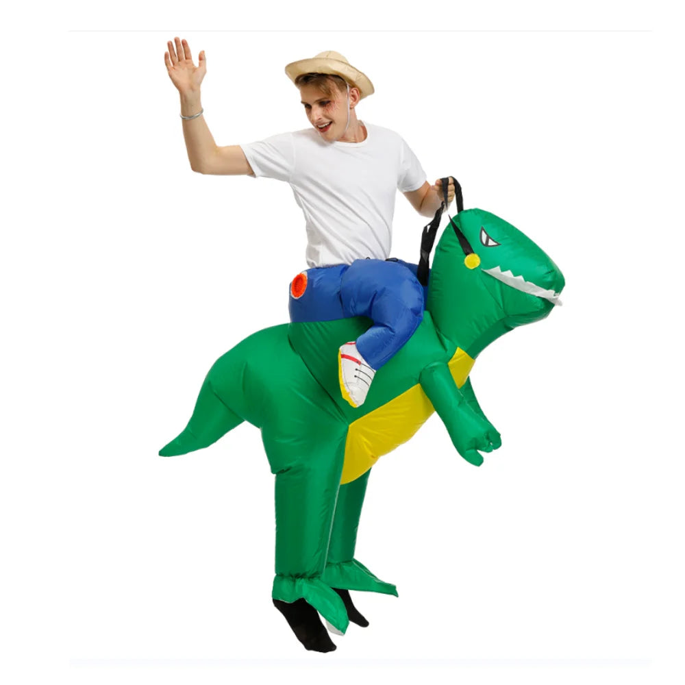 Ride On Dinosaur Inflatable Costume Adult Halloween Party Blow Up T-Rex Fancy Dress Cosplay Outfit for Carnival Birthday