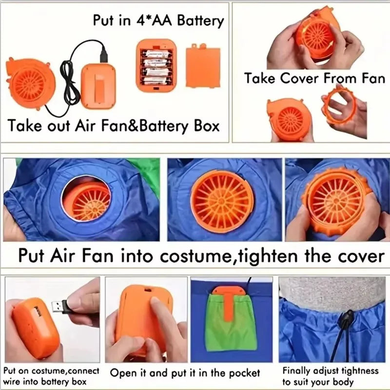 Cartoon Mouse Inflatable Costume for Adults Men Women Mascot Suit with Blower Fan Battery Pack Halloween Cosplay Party