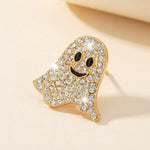 Gold-Plated Rhinestone Ghost Earrings