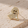 Gold-Plated Rhinestone Ghost Earrings