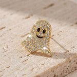 Gold-Plated Rhinestone Ghost Earrings